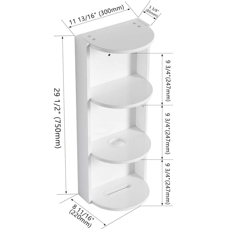 12" Bathroom Wall-Mounted Storage Rack, Float Mounting Design,(KD-Packing)