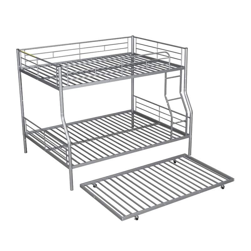 Full XL Over Queen Metal Bunk Bed with Trundle