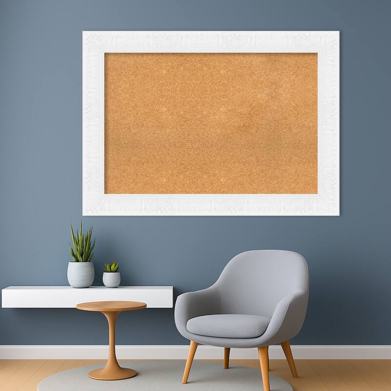 Luxe White Framed Cork Board - Bulletin Board, Organization Board, Pin Board