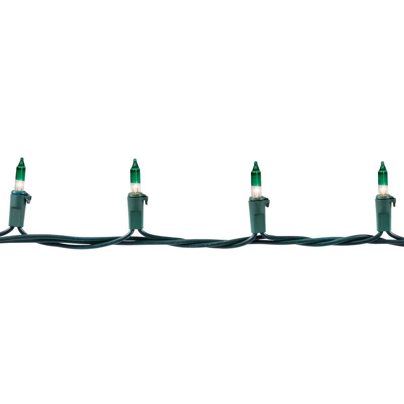 Mini Christmas Light Set - Clear with Green Tips - 20.25' Green Wire - 100ct