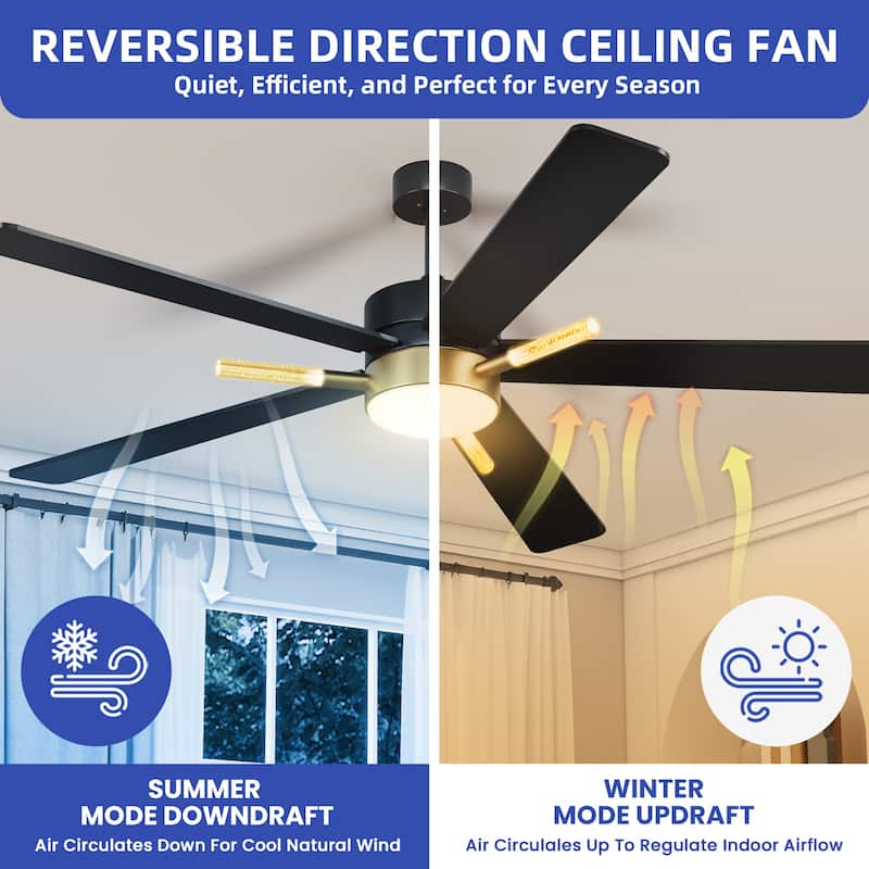 42 Inch Ceiling Fan with Light Remote 3 Crystal Rod and Dimmable Quiet Motor