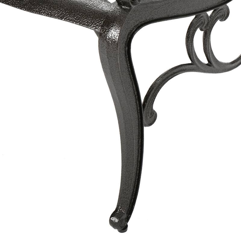 Chachere 5-Piece Bronze Aluminum Patio Set - Round Dining Table with Lattice Scrollwork