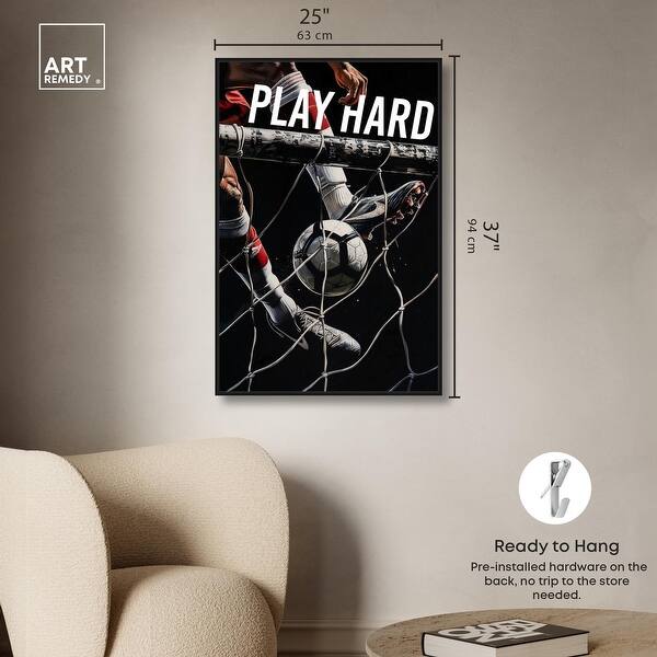 dimension image slide 7 of 24, Play Hard Soccer Canvas Mancave Art by Art Remedy