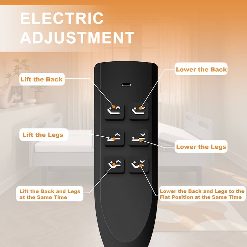 Electric Adjustable Hospital Bed for Home Use with Wired Remote Control, Memory Foam Folding Mattress & Safety Side Rails