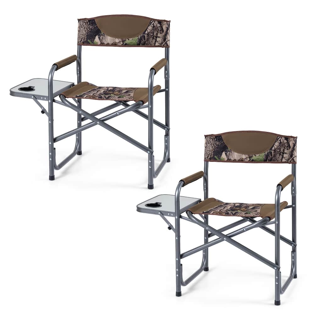 Gymax 2 Pcs Folding Camping ChairLightweight Portable Directors Chair