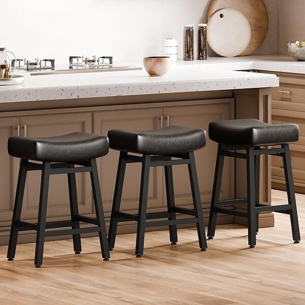 スツール Stool and Cushion for 101  XINMICS 24 Inches Bar Stools, Saddle Kitchen Stools with PU