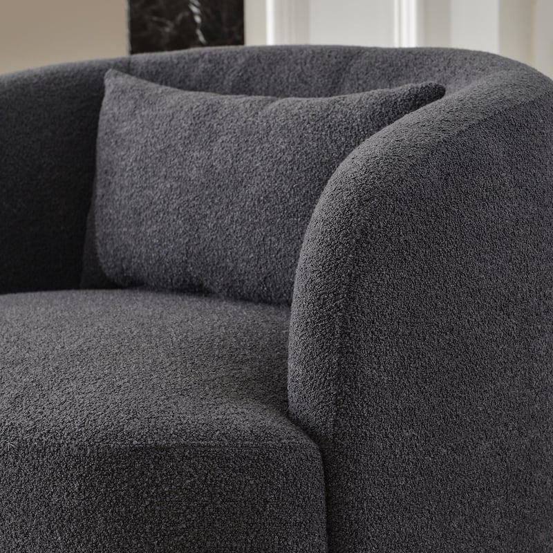 KINWELL 34" Sherpa Swivel Accent Chair Boucle Upholstered Armchair