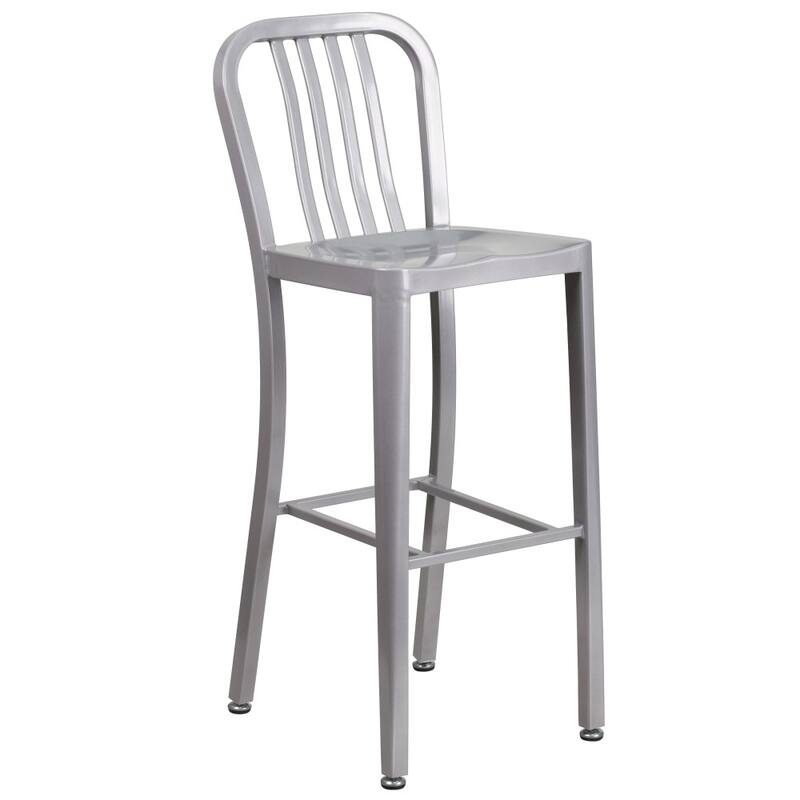 30'' High Metal Indoor-Outdoor Barstool with Vertical Slat Back