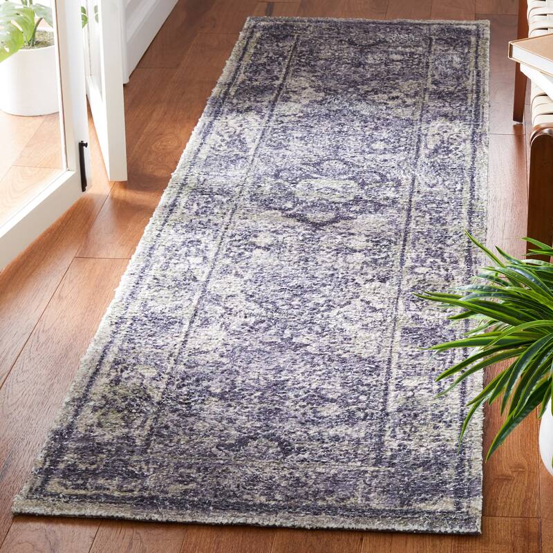 SAFAVIEH Handmade Classic Vintage Laia Transitional Polyester Rug - 2'3" x 8' Runner - Navy/Sage