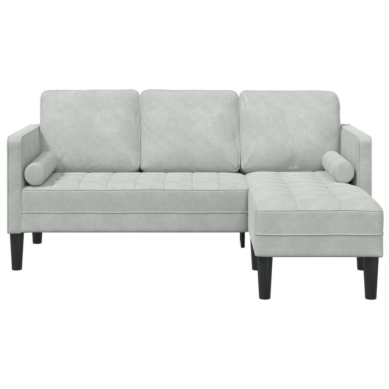 vidaXL Garden Sofa L-Shaped Black/Dark Grey/Light Grey Velvet - 68.1 x 51.6 x 26.4