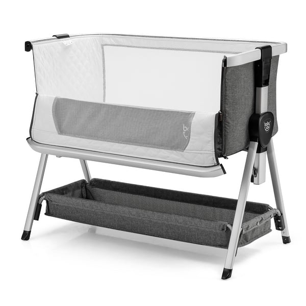 slide 2 of 27, Babyjoy Baby Bed Side Crib Portable Adjustable Infant Travel Sleeper - See Details Dark Gray