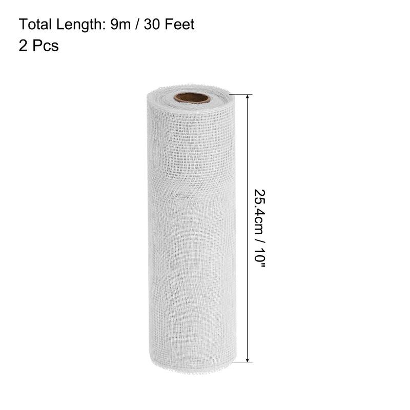 2 Pcs 10" x 30Feet PP Decorative Mesh Ribbon, with Foil - White