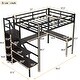 preview thumbnail 5 of 9, Metal Loft Bed with L-Shaped Desk and USB