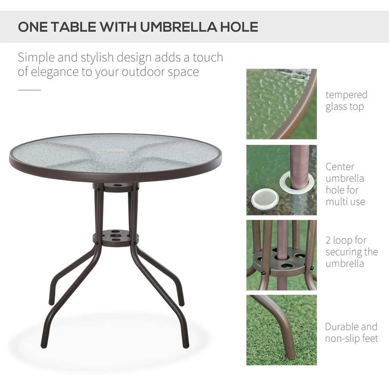 6-Piece Patio Dining Set, 4 Folding Chairs, Glass Table, Umbrella