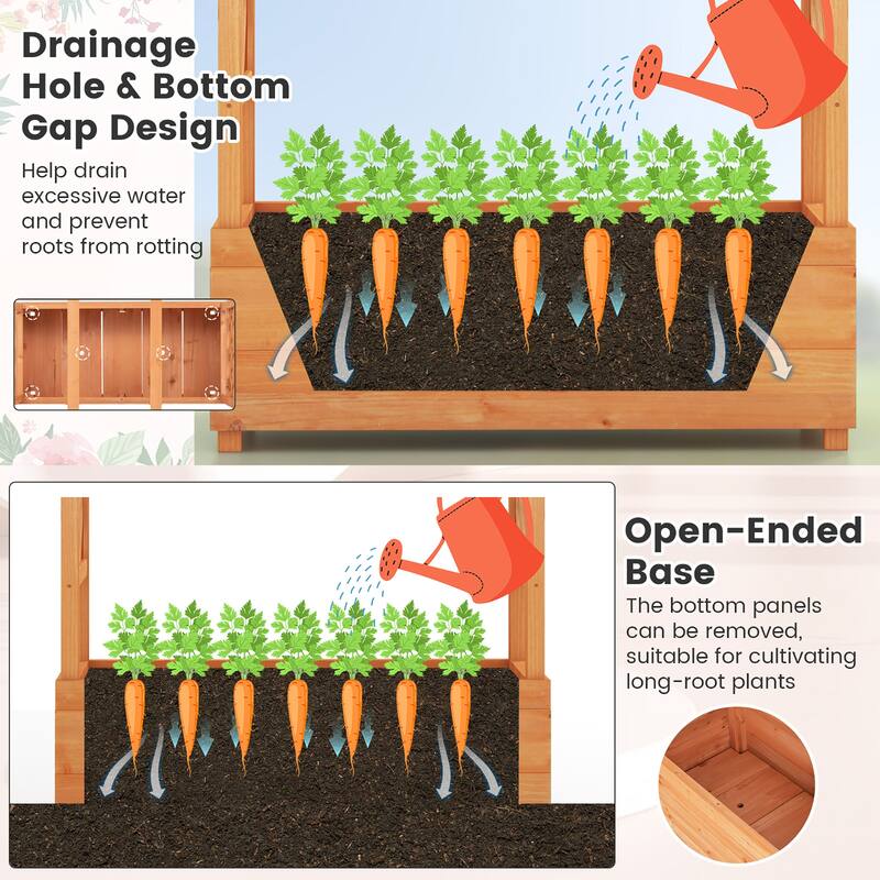 Gymax Raised Garden Bed Vertical Plant Container for Vine Climbing