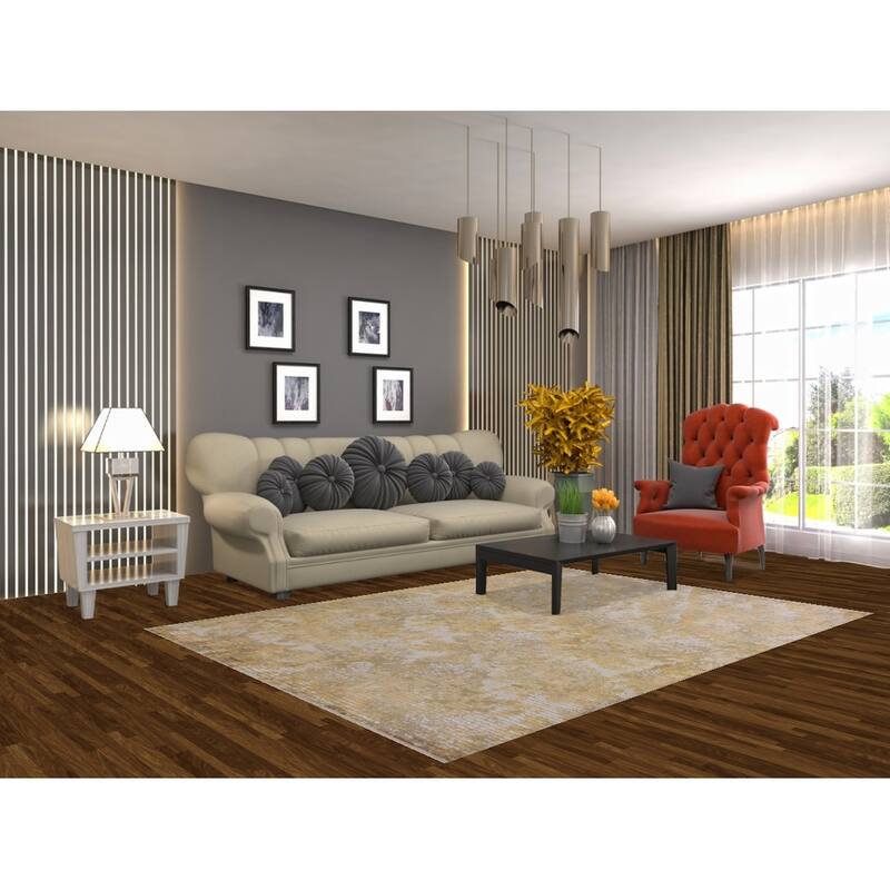 All-Over Abstract Oriental Area Rug Hand-Knotted Wool Carpet - 5'7" x 7'8"