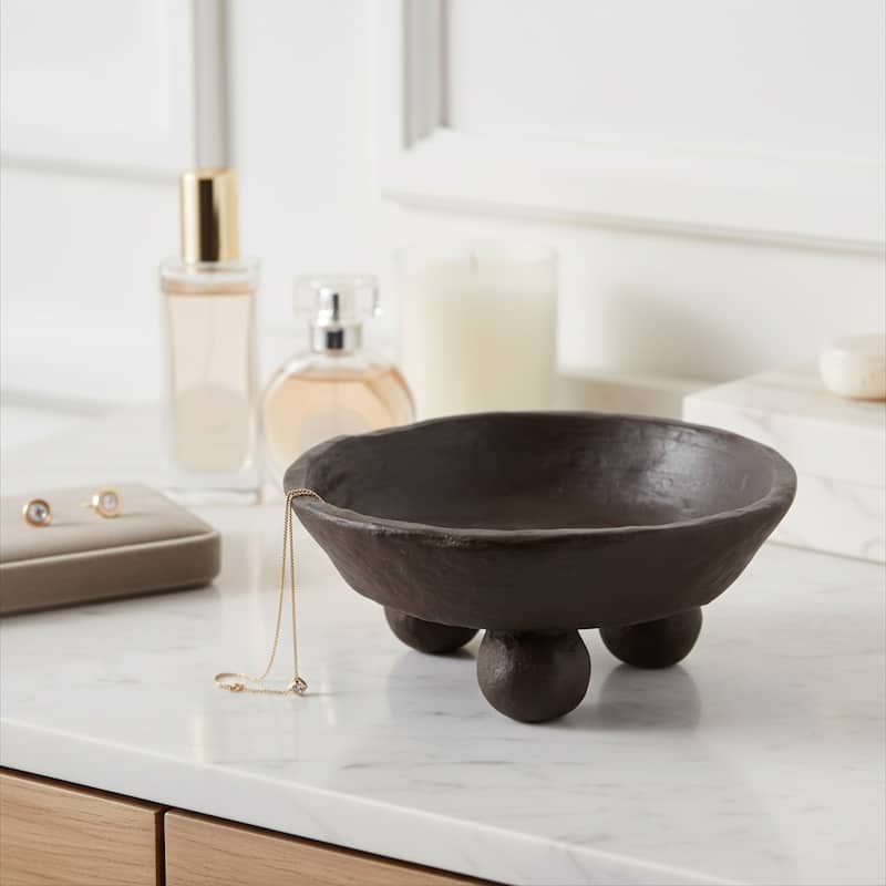 Decorative Textured Bowl with Triple-Sphere Feet Base