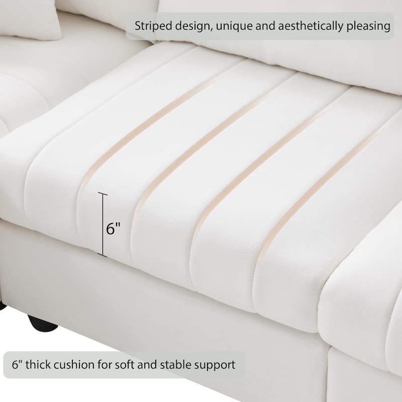 Modular Sectional Sofa With Deep Seat,Vertical Stripes,5 Seat Corner Couch With Movable Ottoman,Throw Pillows,L-Shaped