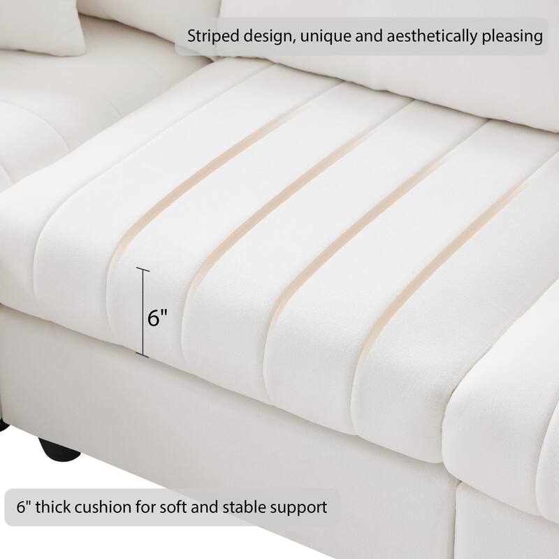 U-Shape 5-Seat Modular Sectional Sofa Set with Ottoman and Pillows