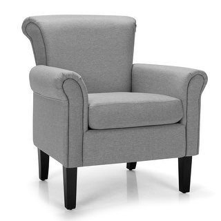 Costway Modern Upholstered Fabric Accent Chair w/ Rubber Wood Legs - 31.5'' x 31'' x 36''