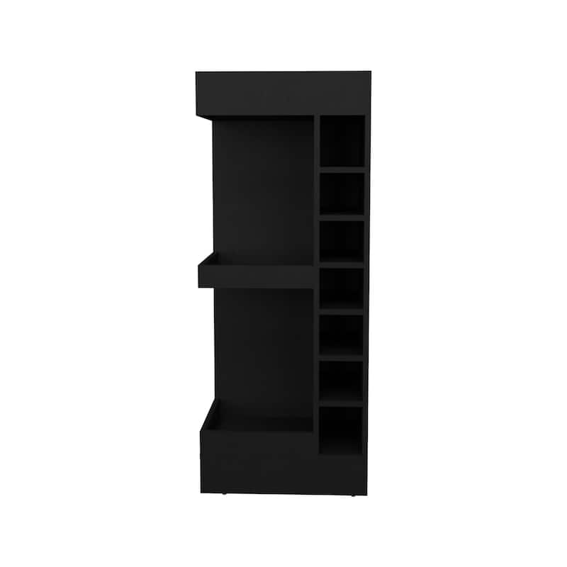 Modern Corner Bar Cabinet with Open Shelves and Wine Rack, Space-Saving Liquor Storage Solution