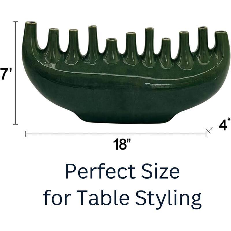 Modern Ceramic Candelabra Centerpiece 18" Textured Candle Holder Decor