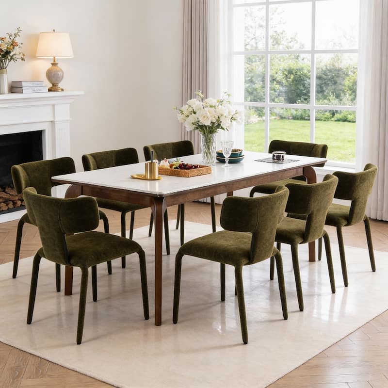 Modern Dining Chairs Set of 2, 18.9"Wx18.5"D Contemporary Fabric Side Chairs
