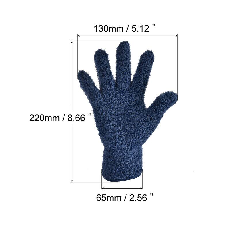 Dusting Cleaning Gloves Microfiber Mittens f Plant Blinds Lamp Window - Dark Blue
