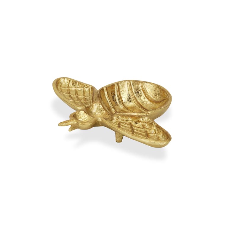 HomeRoots 8" Gold Bumble Bee Cast Iron Vanity Tray - 8.00 in. x 1.25 in. x 6.50 in.