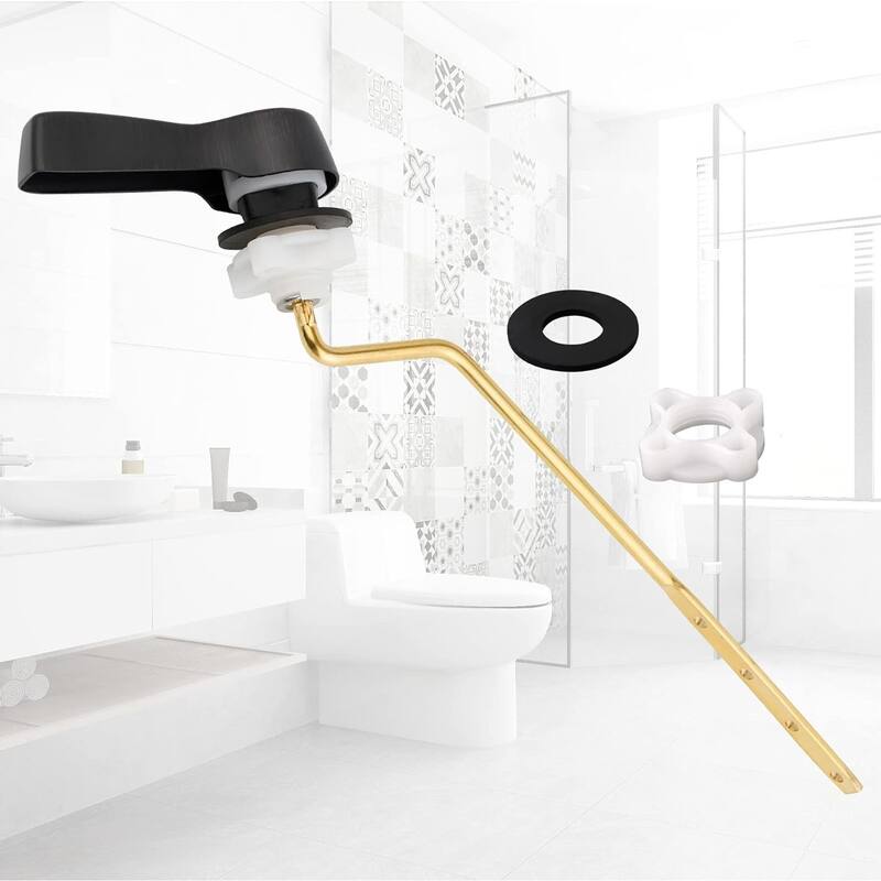 Universal Toilet Flush Tank Lever Kit, Side Mount Handle with Stainless Steel Flapper Chains, Chrome Finish