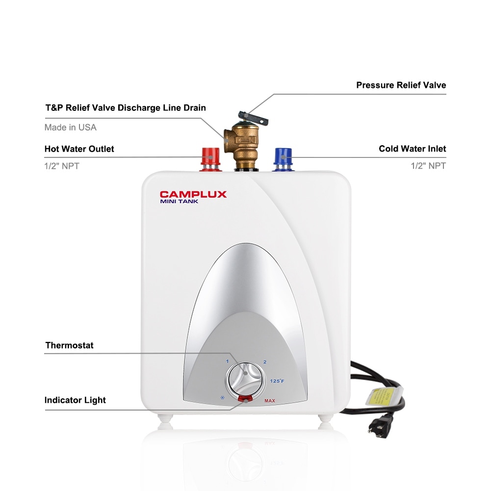 Electric Mini Tank Water Heater - 1.3 Gallon | Camplux