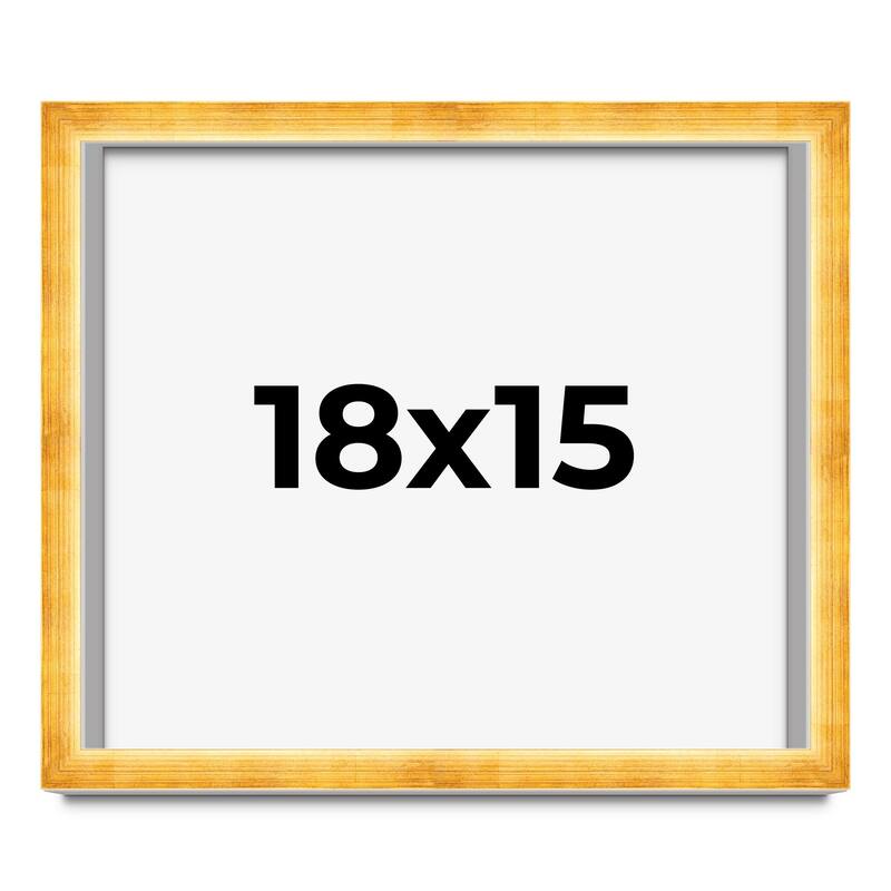 18x15 Shadow Box Frame Gold | 1.625 Inches Deep Real Wood Traditional