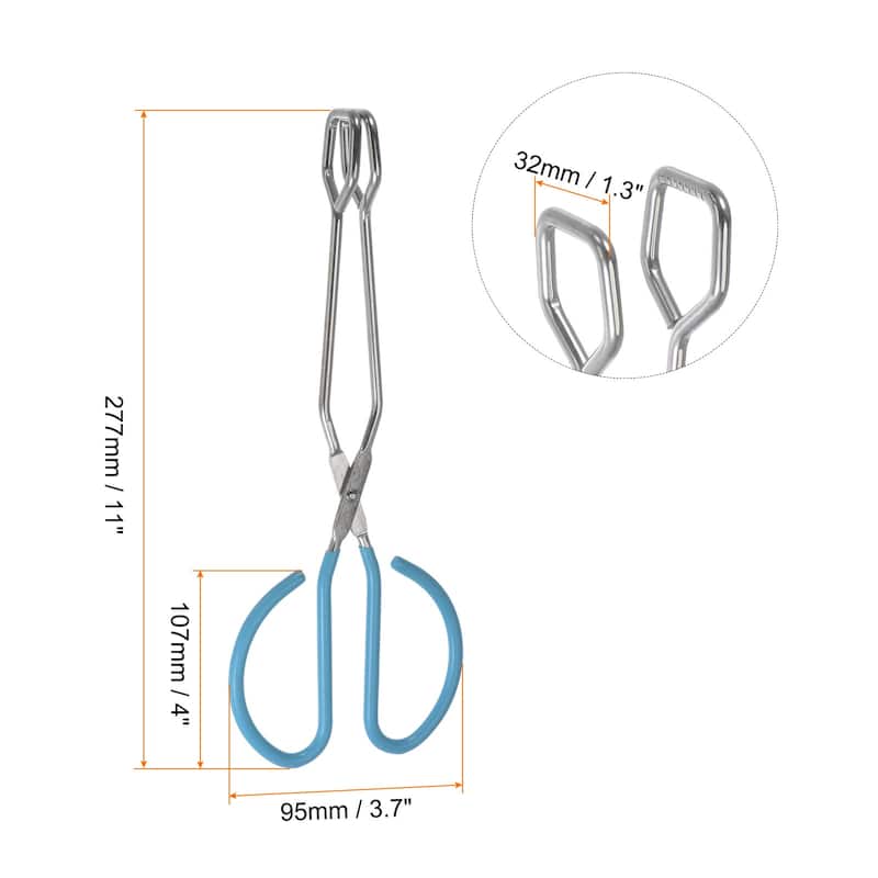 Stainless Steel Scissor Tongs 11" Barbecue Grilling Tongs with Handle - Blue
