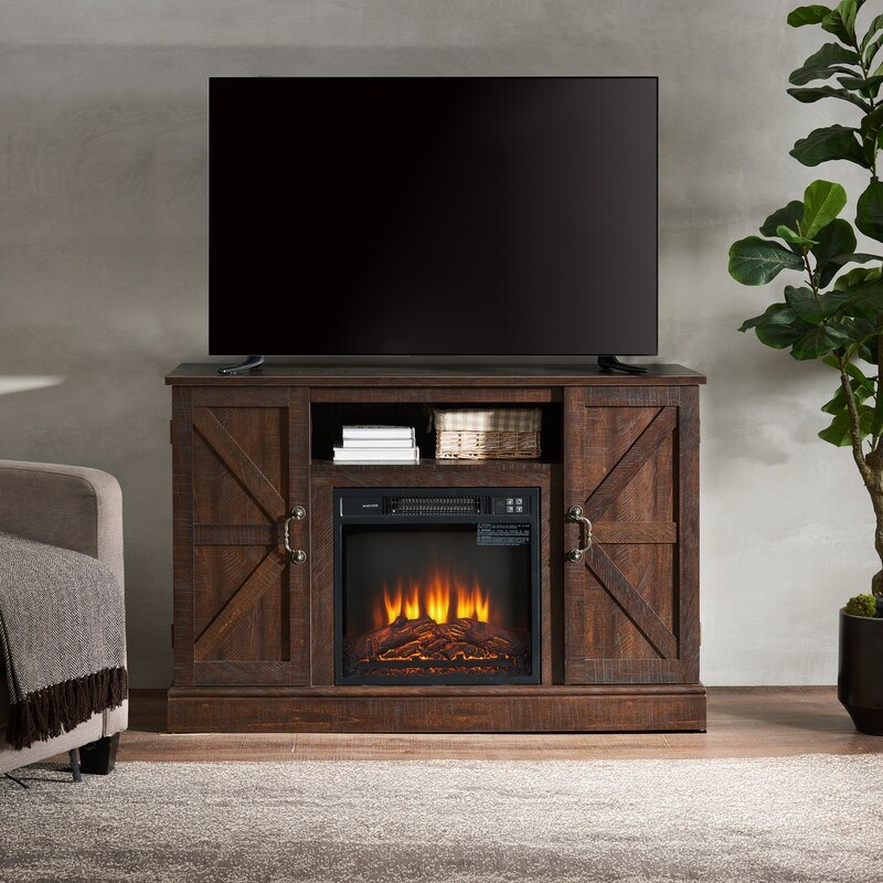 Farmhouse TV Stand, Entertainment Console Table for TV up to 50 with 18  Electric Fireplace Insert and Storage Space, Espresso - Bed Bath u0026 Beyond -  38253576