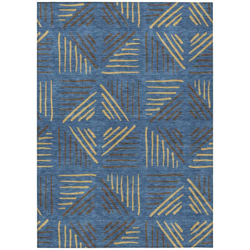 Machine Washable Indoor/ Outdoor Geo Dia Chantille Rug