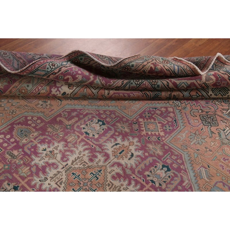 Geometric Tabriz Persian Vintage Area Rug Handmade Wool Carpet - 9'7"x 12'5"