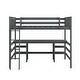 preview thumbnail 15 of 16, Full Size Wooden Loft Bed with Desk and Shelves and High Guardrail,Solid Pine Wood Frame