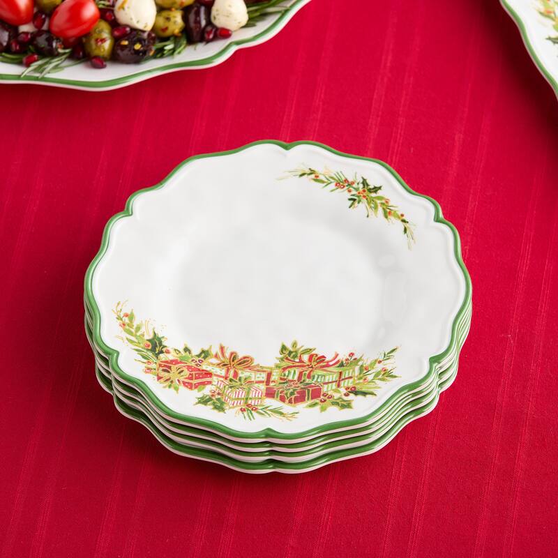 Certifed International Holly Tree Set of 4 Melamine Salad/Dessert Plates 9" - 9 L x 9 W x 0.75 H