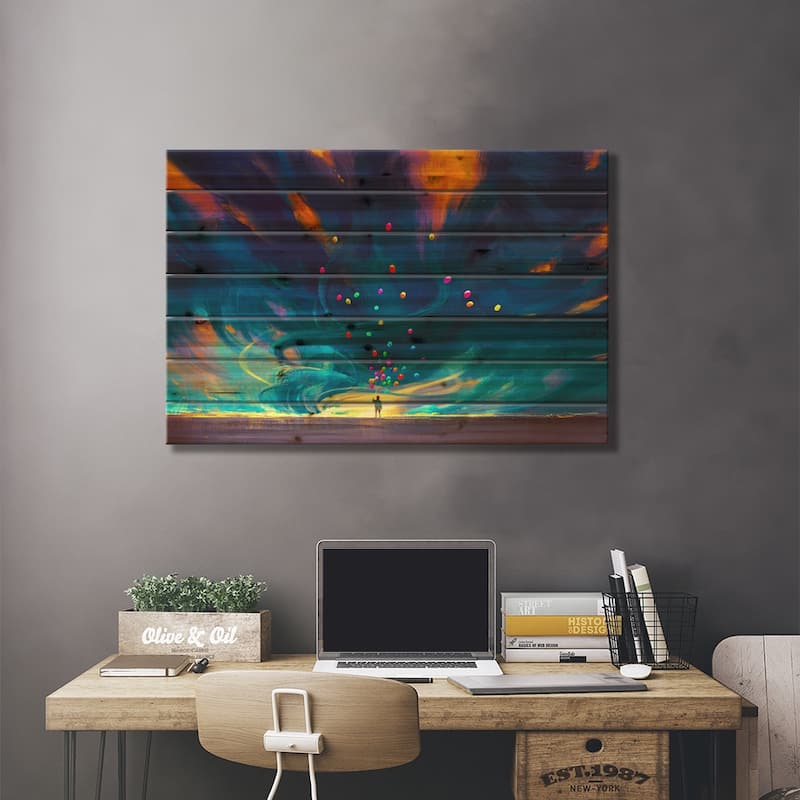 The Blue Tornado Print On Wood by grandfailure - Multi-Color