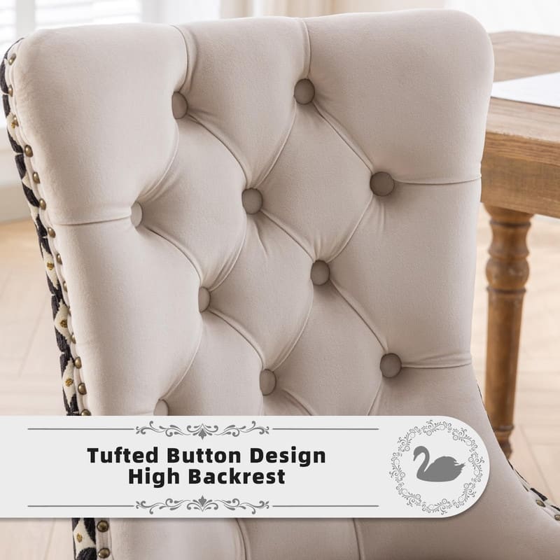 Tufted Naliheads Solid Wood Upholstered Dining Chairs Set of 6