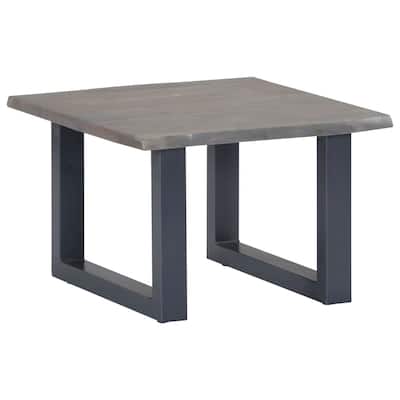 vidaXL Coffee Table Grey Solid Acacia Wood, Powder-Coated Iron 23.6 in - 23.6"x23.6"x15.7" (L x W x H)