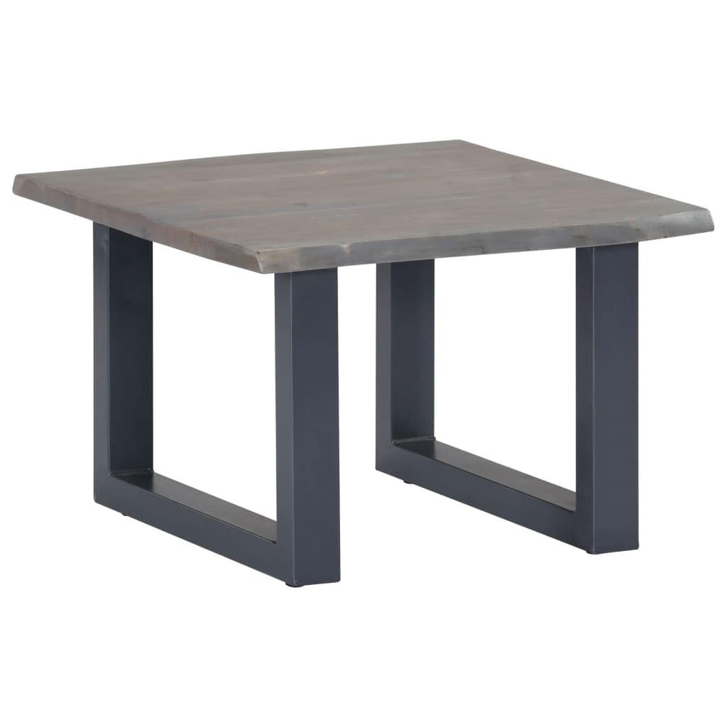 vidaXL Coffee Table Grey Solid Acacia Wood, Powder-Coated Iron 23.6 in - 23.6"x23.6"x15.7" (L x W x H)