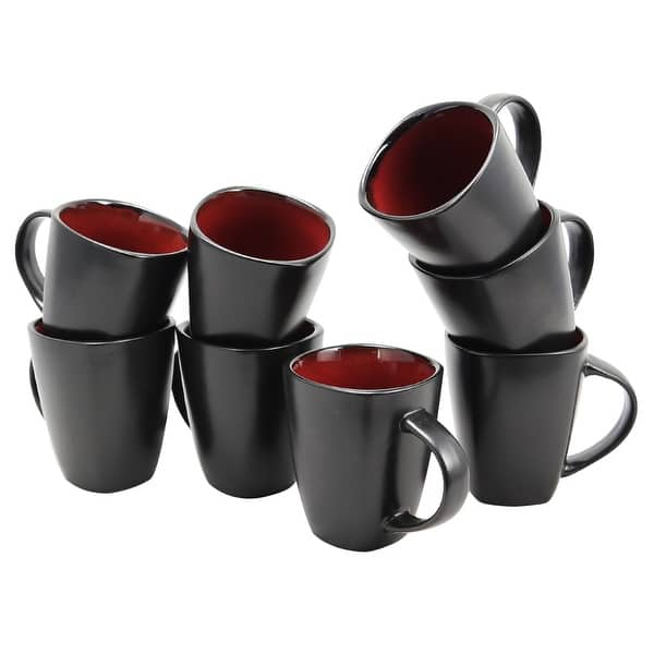 Gibson Elite Soho Lounge 8 Piece 14 Ounce Square Ceramic Cup Set Red - 14 oz  - Bed Bath & Beyond - 36337676