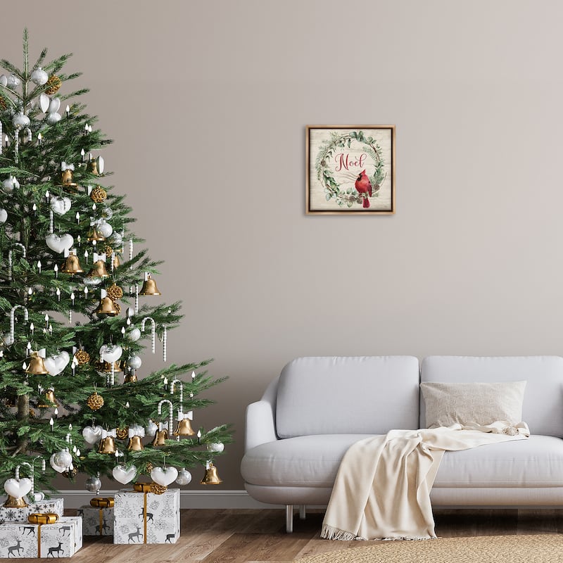 Stupell Noel Wreath with Cardinal Framed Floater Canvas Wall Art Design By Mollie B.