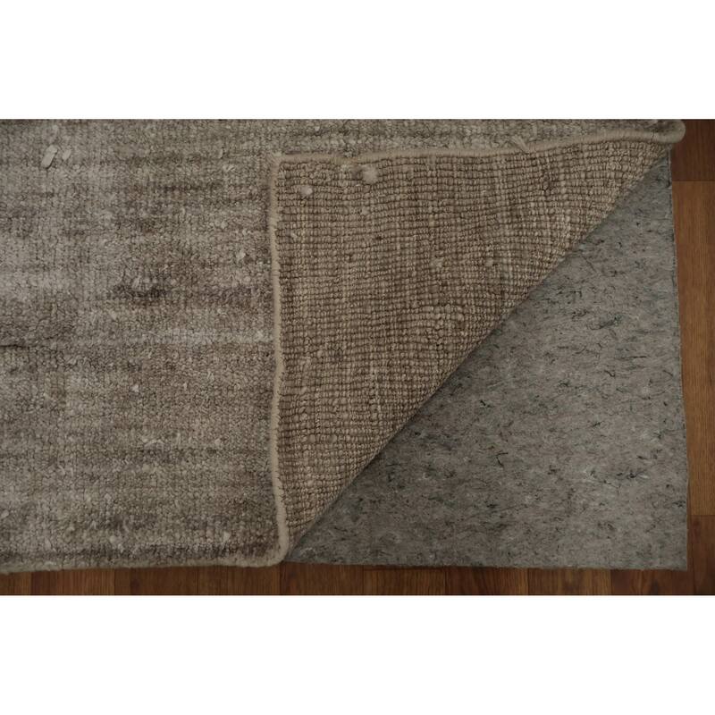 Hand Knotted Oriental Silk Carpet Tribal Contemporary Greys & Charcoal Gabbeh Area Rug - 12' 11'' X 9' 5''