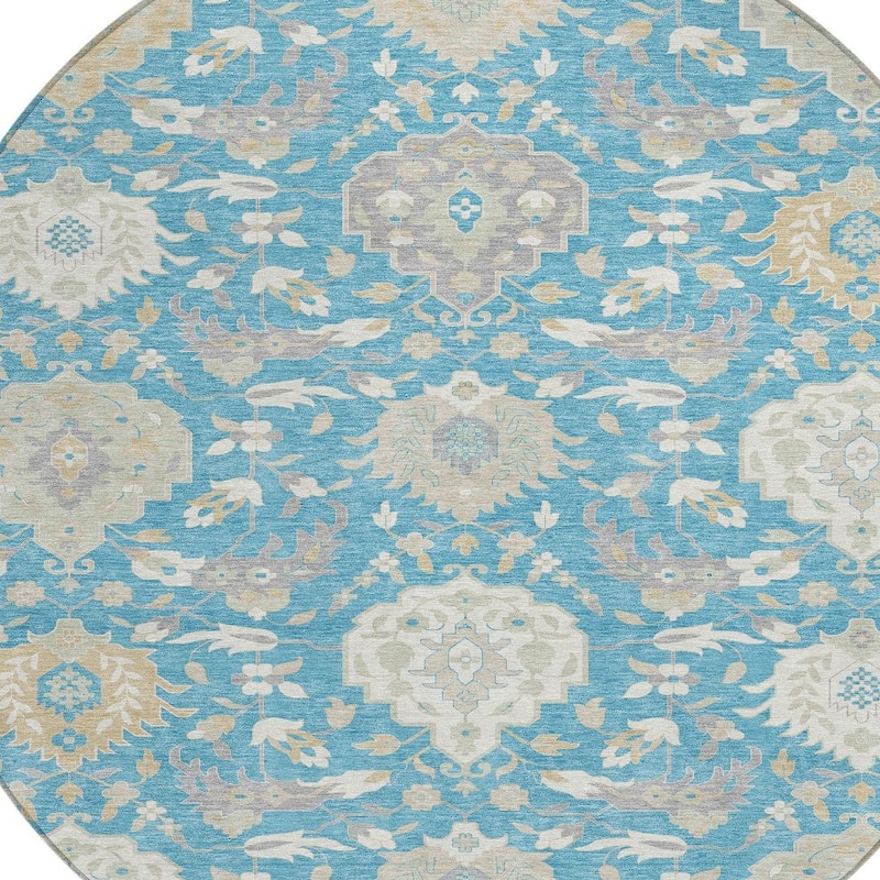 HomeRoots Damask Traditional Rectangle Outdoor Rug