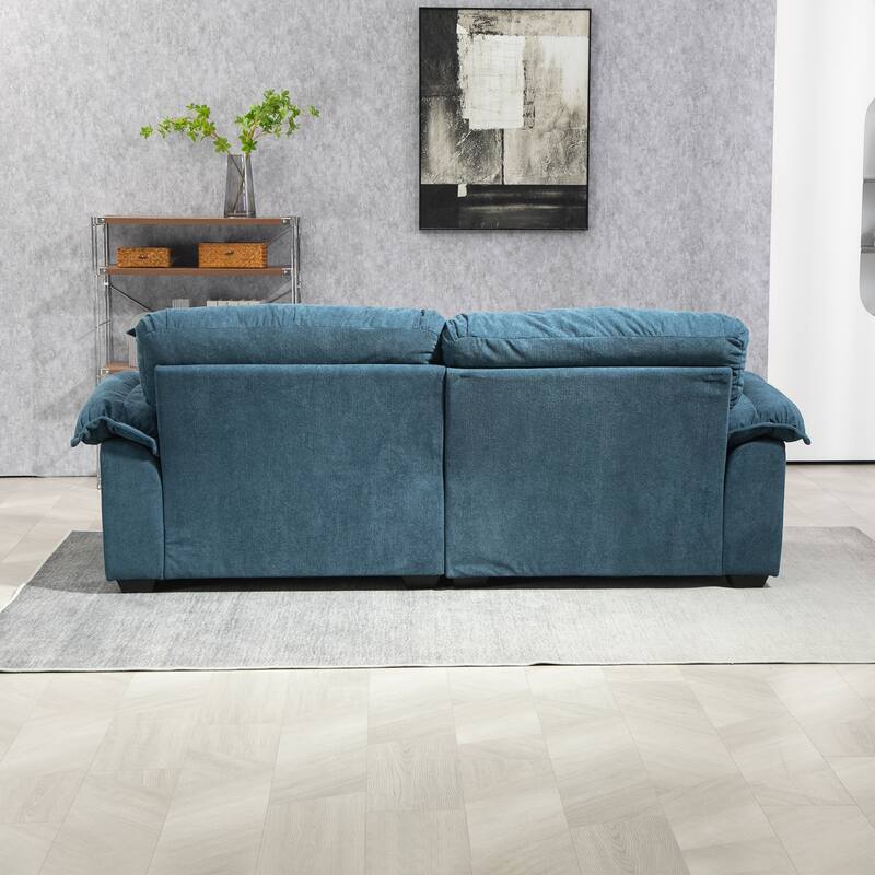 Small Sofa Loveseat Deep Seat Sofa Couch with 2 Throw Pillows, 2-Seater Settee with Pillow Top Armrests