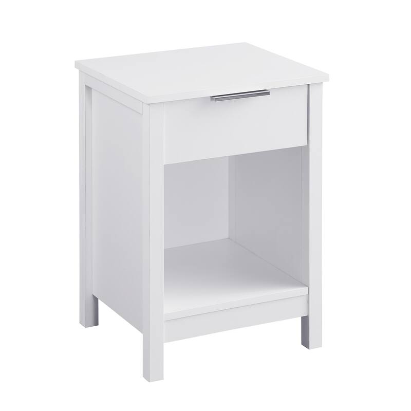 Nightstand with Drawer,End Table With Drawer and Open Shelf,Easy Assemble,Sturdy Side Frames,Metal Handle