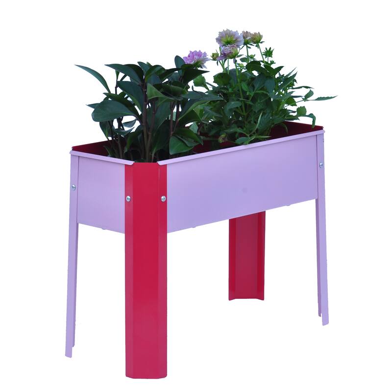 Outdoor Galvanized Raised Garden Bed Elevated Garden Planter Flowerpot Box with Legs for Gardening Vegetables Flower