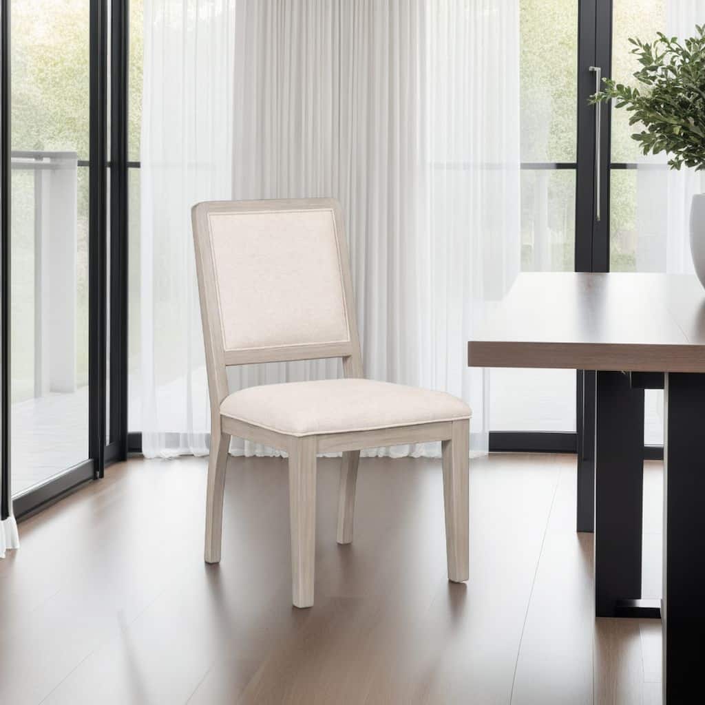 Giva Dining Side Chair Set of 2, Rattan Design, Natural Brown Wood